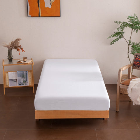 B3 Sonvie Spannbettlaken 180x200cm Spannbetttuch, 30 cm Tiefe Tasche Öko-Tex Zertifiziert Bettlaken Weich und atmungsaktiv Maschinenwaschbar Weiß