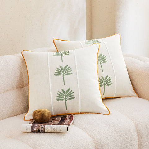 F8 Sonive Kissenbezüge 40x40 2er Set Weiche Gewebte Stickerei-Kissenhülle Dekorative Zierkissenbezüge Quadratische Dekokissenbezüge für Wohnzimmer Schlafzimmer Sofa Weiß