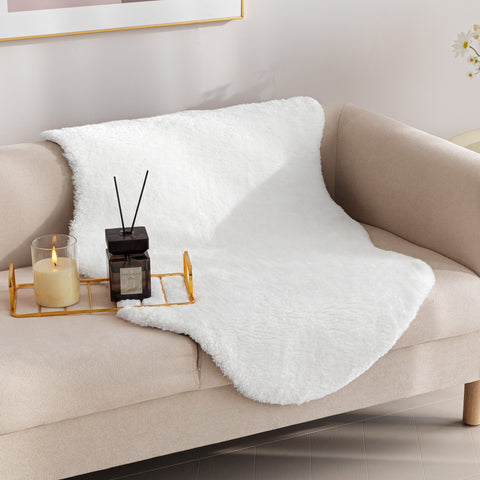 R7 Sonive Faux Fur Area Rug Chair Cover Seat Pad Soft, Kids Small Area Rugs for Bedroom Sofa Living Room
