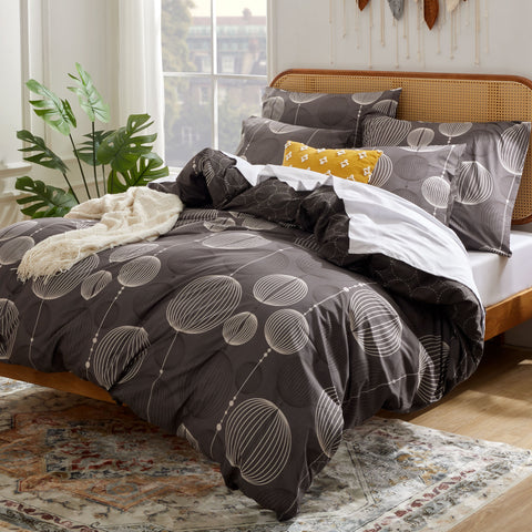 Sonive Housse de Couette, Carreau x Bleu Marine, Couette 4 Saison 100% Couette en Microfibre