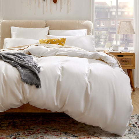 Sonive Ensemble de Housse de Couette en Satin de Coton 400 Fils